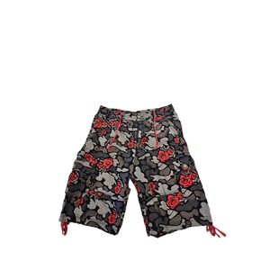 Vampire Life Mens Rose Camo Cargo Shorts Grey Red Streetwear Size 34